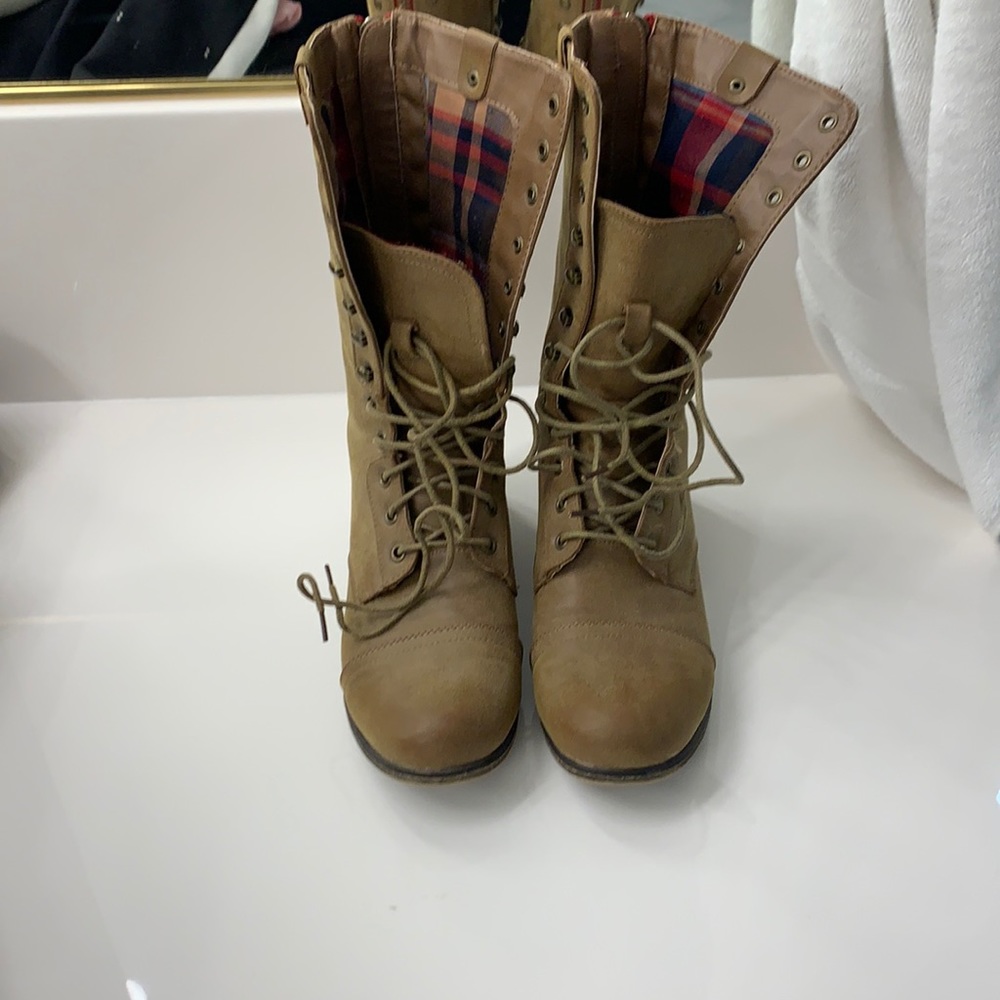 Madden Girl plaid lace up combat boots